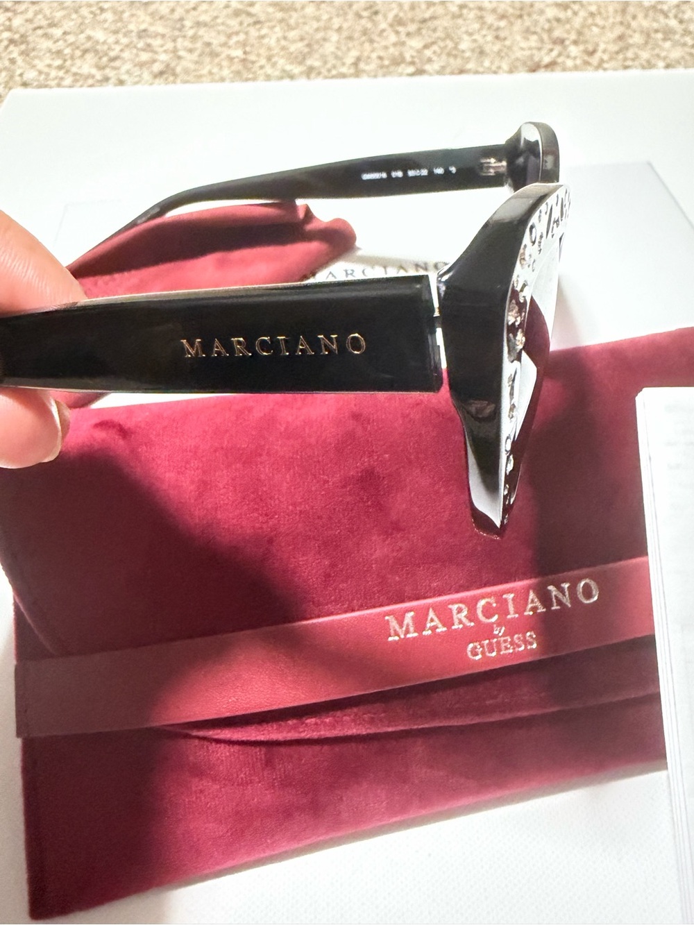 Marciano by Guess Women's Black Cat-Eye Sunglasses with Purple Lenses - Picture 3 of 9